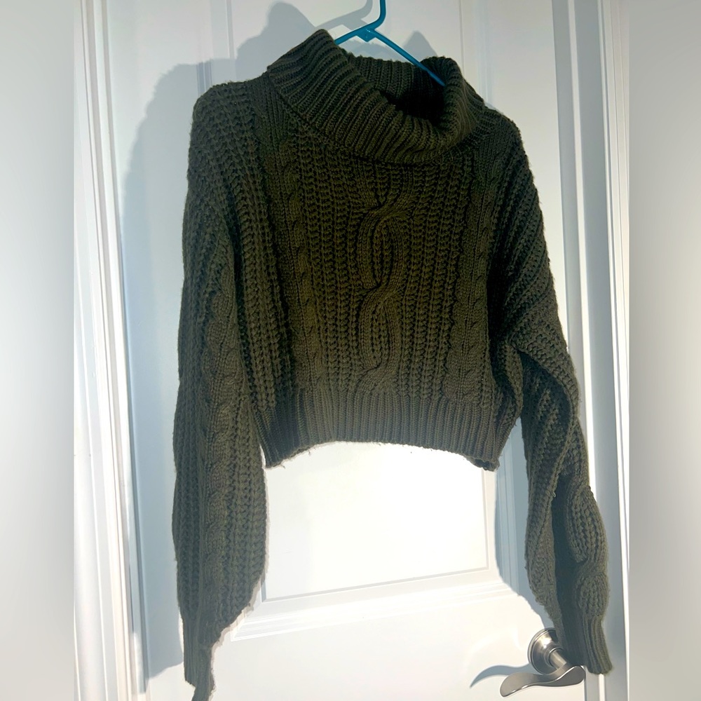 Fashion Nova chunky collar turtleneck Crop Top Sweater